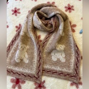 Teddy Bear Pattern Knit Scarf Urban Outfitters